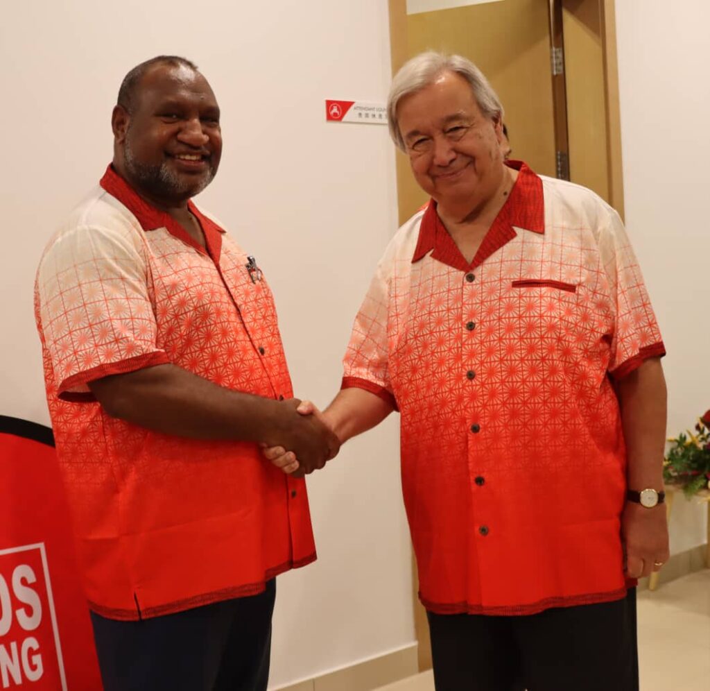 PM Marape and UN Secretary-General, Antonio Guterres at PIF leaders meeting in Tonga.