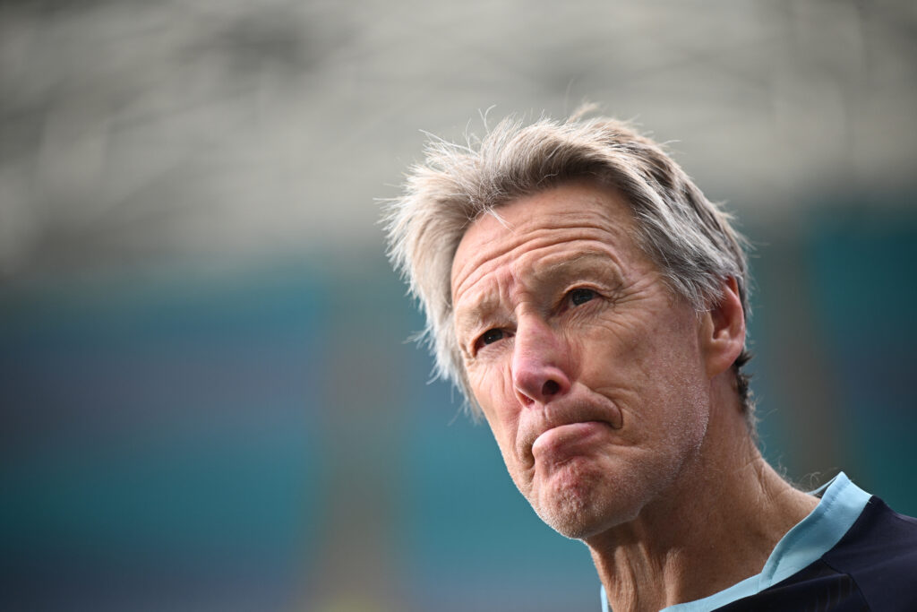 Storm head coach Craig Bellamy speaks to media following a Captain’s Run training session, ahead of the 2024 NRL Grand Final at Accor Stadium in Sydney, Saturday, October 5, 2024. (AAP Image/Dan Himbrechts)