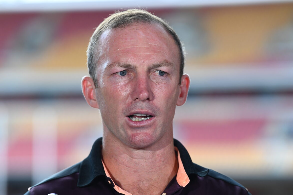 Former Broncos player Darren Lockyer, speaks to the media during the unveiling of the Carl Webb Medal at Suncorp Stadium in Brisbane