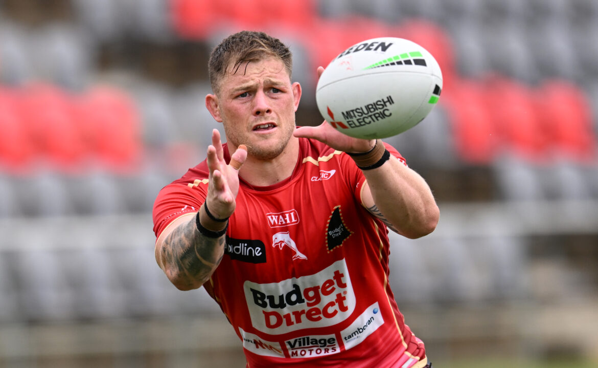 Morgan Knowles in action during a NRL Dolphins' training