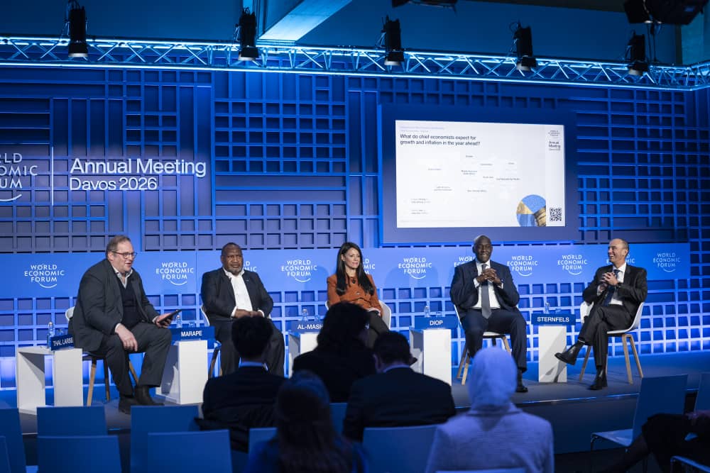 PM James Marape speaking on a panel discussion in Davos, Switzerland.