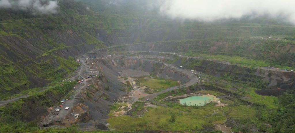 CAPTION: The long-shuttered Panguna mine, estimated to contain up to $160 billion worth of copper and gold, as seen on May 21, 2026.
